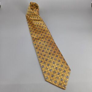 Canali Silk Tie Mens‎ 60L 3.5W Geometric Yellow Italian Luxury Woven Designer